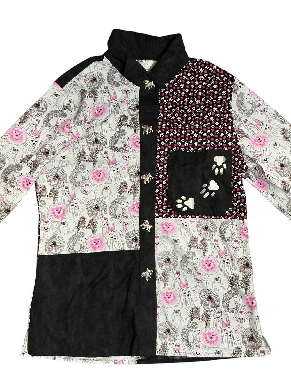 Patchwork Dog Theme Unique Top Vintage Faith